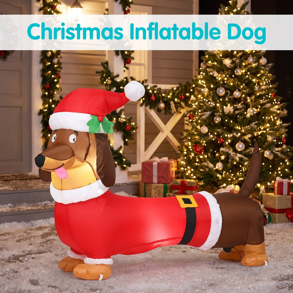 Airfind 5 Feet Inflatable Christmas Dog with LED Lights, 190T Polyester Fabric, 5.2 Ft x 1.5 Ft x 3.6 Ft (L x W x H) Item Weight: 2 lbs, Unspecified