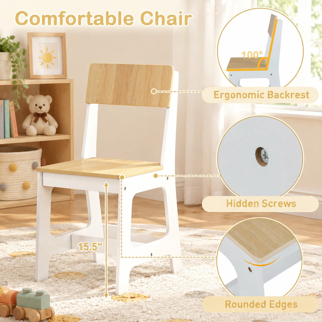 Airfind Youth Study Desk and Chair Set Student Table and Chair, MDF Frame, 132 lbs Capacity, for 3+ Years Old, 43 Inch x 19 Inch x 39.5 Inch Footprint, Natural