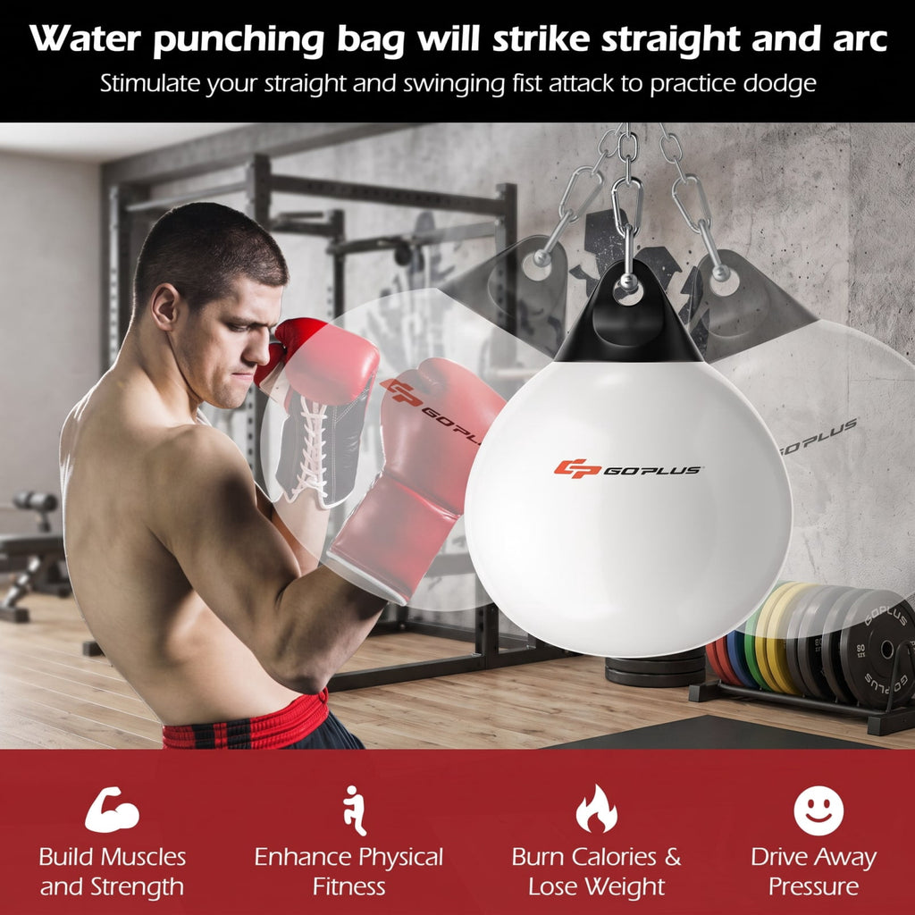 Airfind 18 Inch Water Aqua Punching Bag with Adjustable Metal Chain and Water Hose for Home Gym Boxing and Reaction Training, White