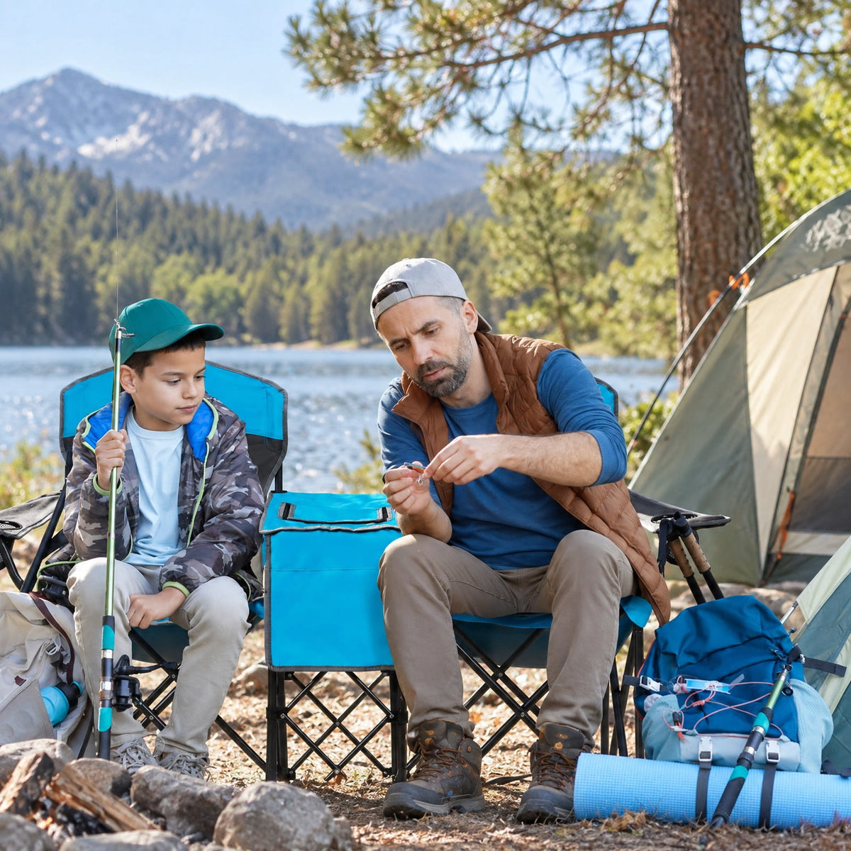 Airfind Patented Portable Folding Camping Canopy Chairs with Cup Holder, Steel oxford fabric Frame, 55.5 x 28.5 x 59.5 (L x W x H) The Footprint