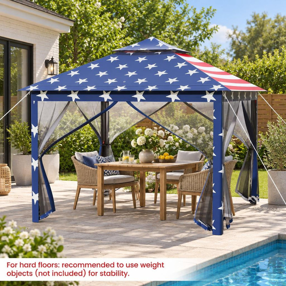 Airfind 11 x 11 Feet 2-Tier Pop-Up Gazebo Tent Portable Canopy Shelter Carry Bag Mesh, Polyester fabric steel pipe Frame, Blue
