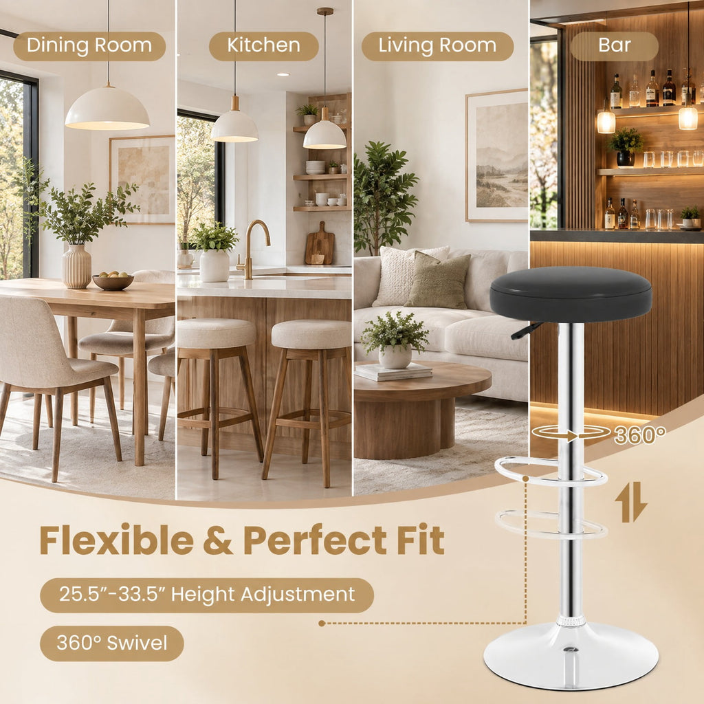 Airfind Height, adjustable Bar Stool with 360° Swivel for Kitchen and Dining, Black, 25.5 in, 33.5 in height adjustment for a flexible and perfect fit