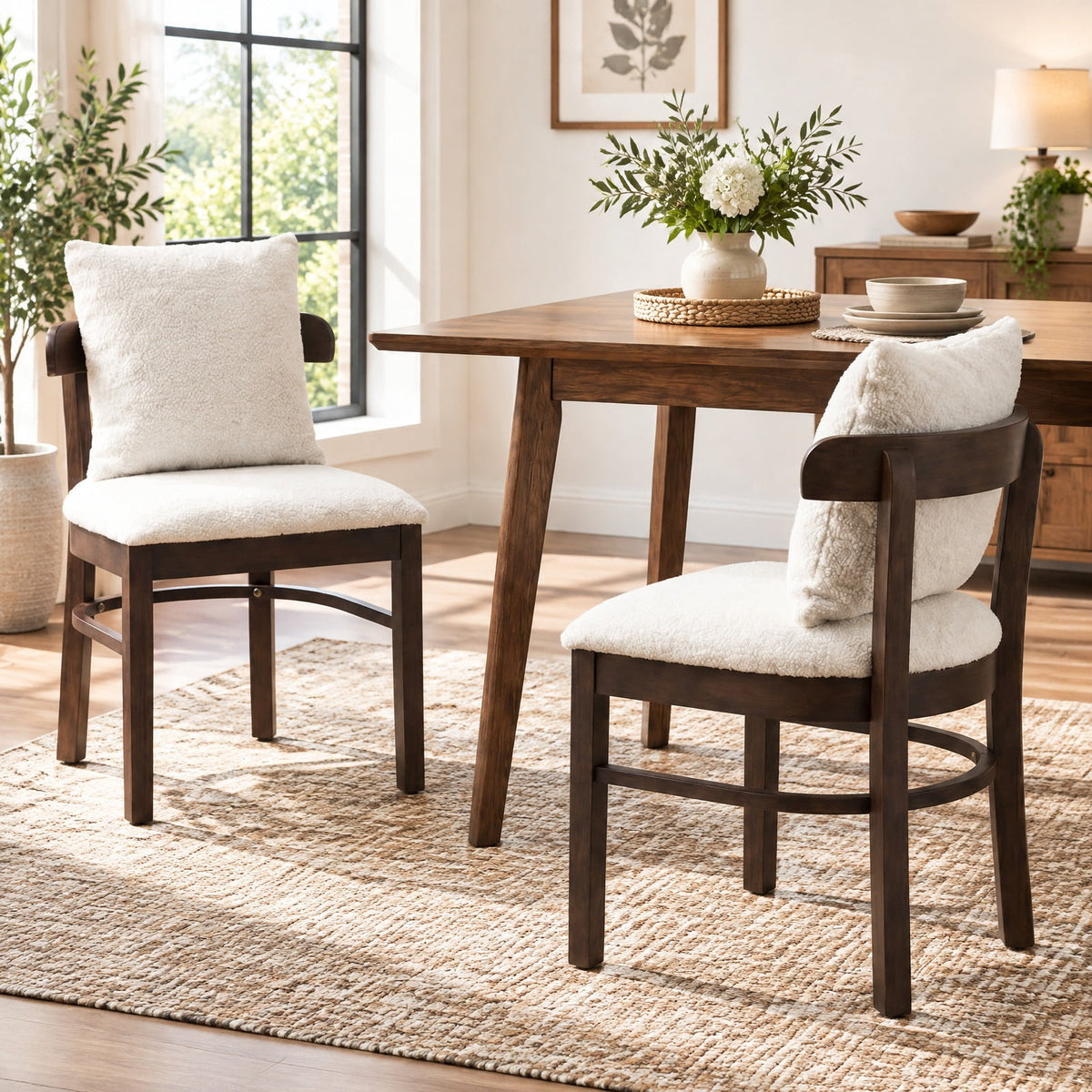 Airfind Fabric Upholstered Wood Dining Chairs Set of 4 featuring Removable Pillow, 330 lbs Capacity, MDF Sponge Rubber Wood Polyester Frame, Gray