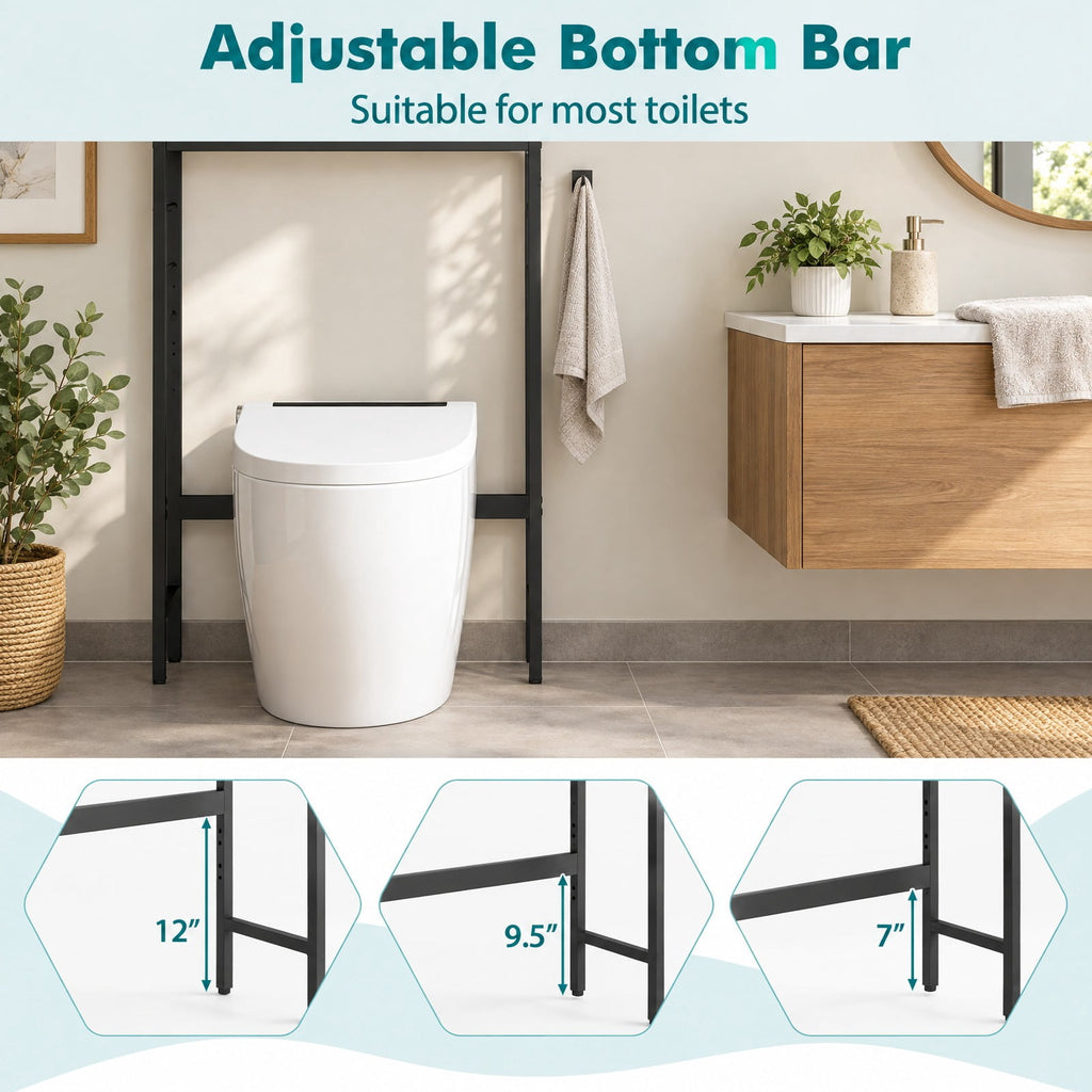 Airfind Over the Toilet Storage Cabinet with 2 Doors and Adjustable Shelf, ?metal Particle Board Item Weight: 38.5 Lbs, Natural