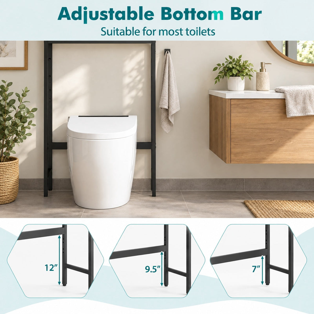 Airfind Over the Toilet Storage Cabinet with 2 Doors and Adjustable Shelf, ?metal Particle Board Item Weight: 38.5 Lbs, Natural
