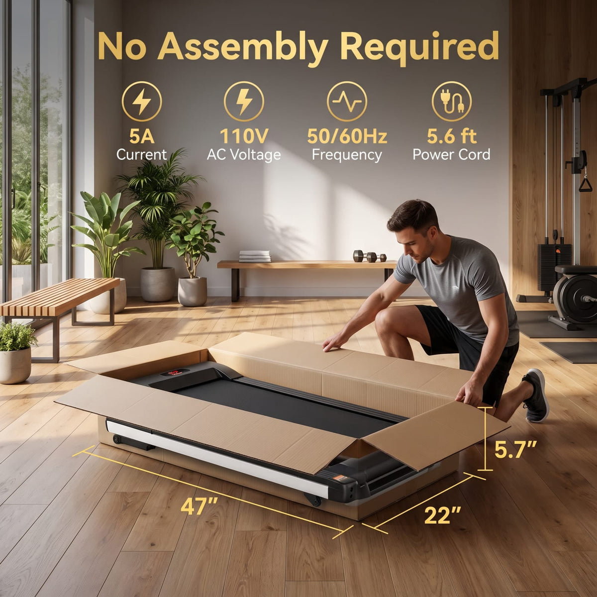 Airfind 2.5 HP Under Desk Treadmill with Remote Control and 3 Countdown Modes for Home Office Walking Pad Jogging, White