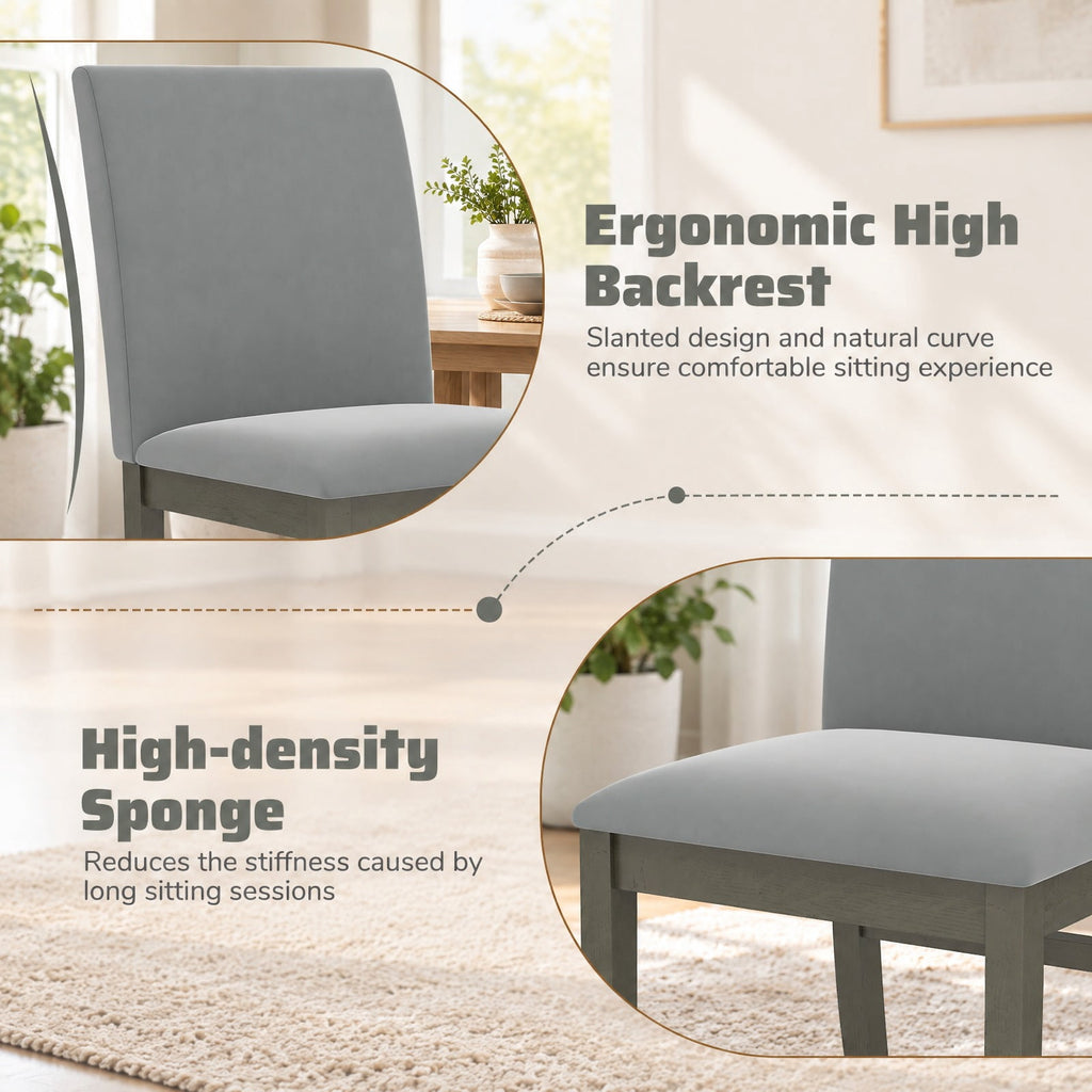 Airfind Upholstered Dining Chairs Set of 2 with Rubber Wood Legs and High Back, Gray, Curved rear legs ensure enhanced stability
