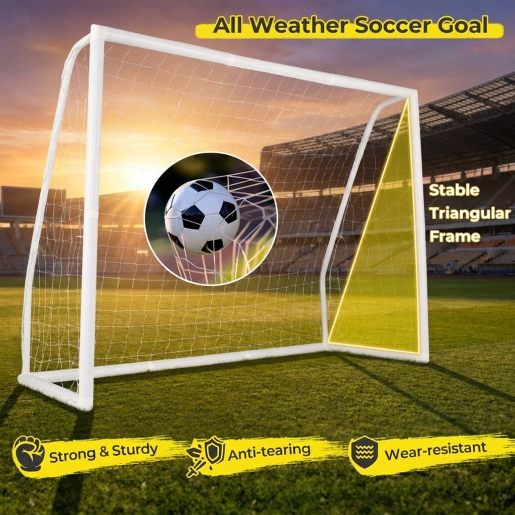 Airfind Backyard Soccer Goal with Ground Anchors Practice Cones, White
