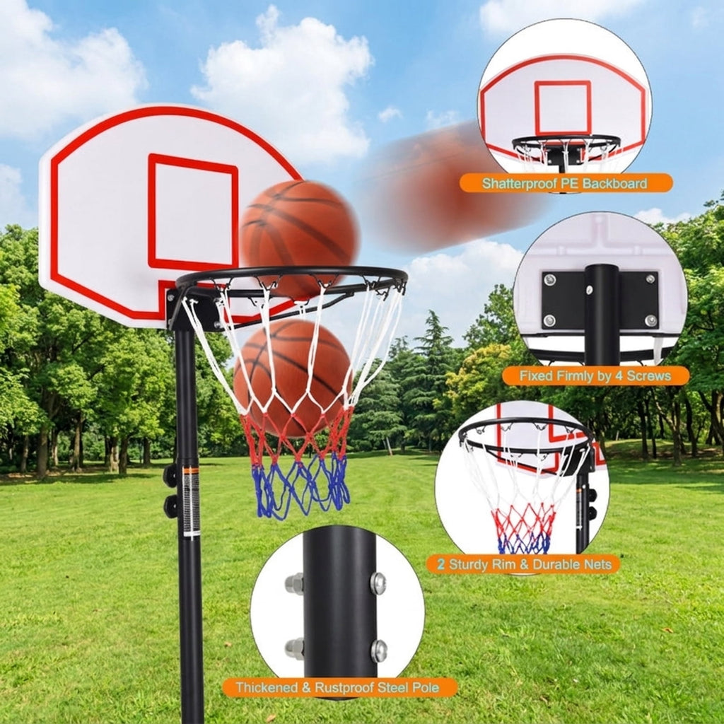 Airfind Portable Basketball Hoop with Adjustable Height and Stabilizing Weighted Base for Driveway and Outdoor Family Play, Black