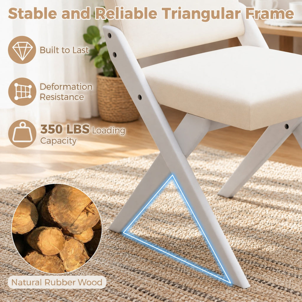 Airfind Wooden Dining Chairs Set of 2 with Solid Rubber Wood Frame and Thick Padded Cushions for Kitchen and Dining Room, White