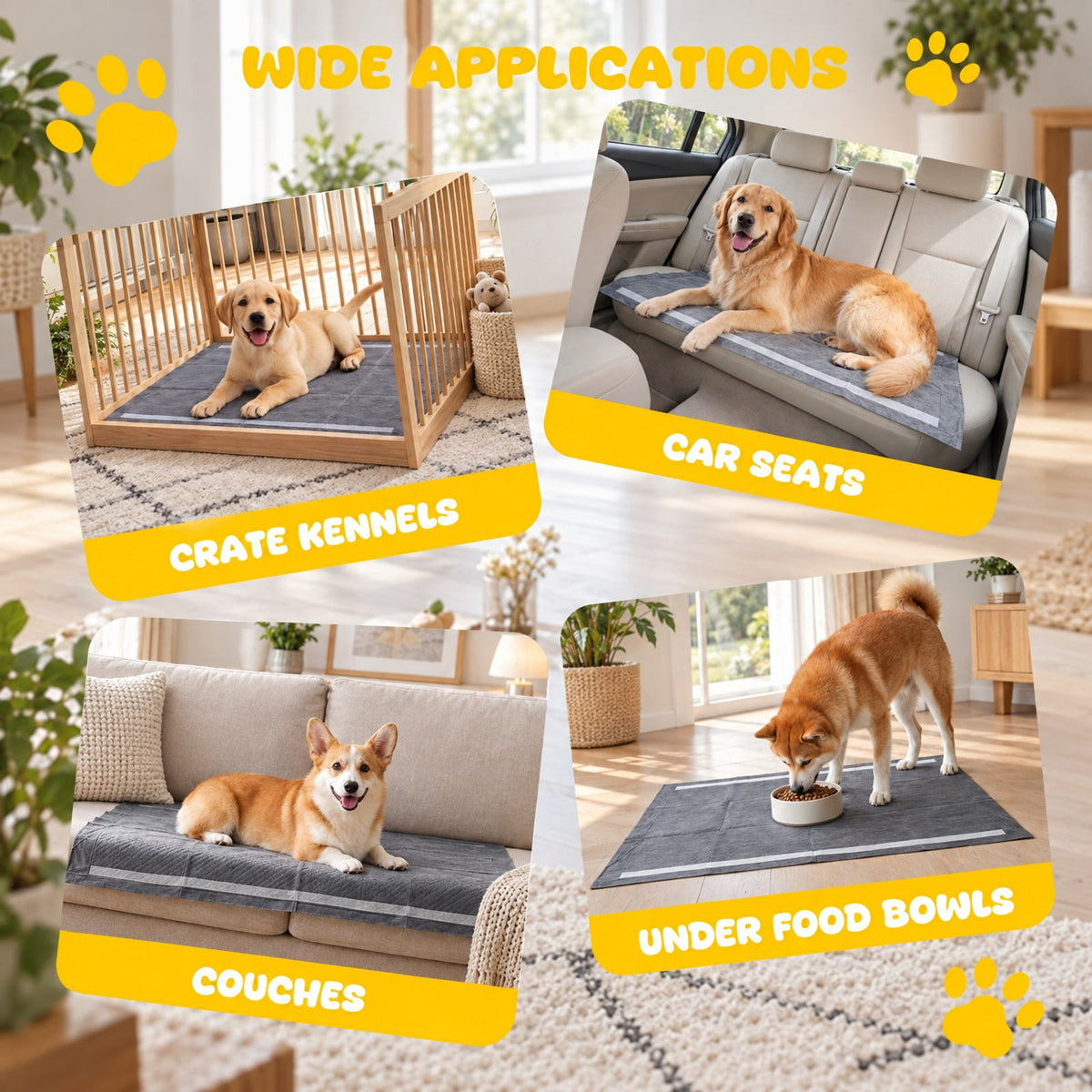 Airfind 35.5 x 24 Charcoal Dog Pee Pads 6-Layer for Dogs, Non-woven Fabric Fluffy Pulp PE Film Absorbent Tissue Pee Frame, Black