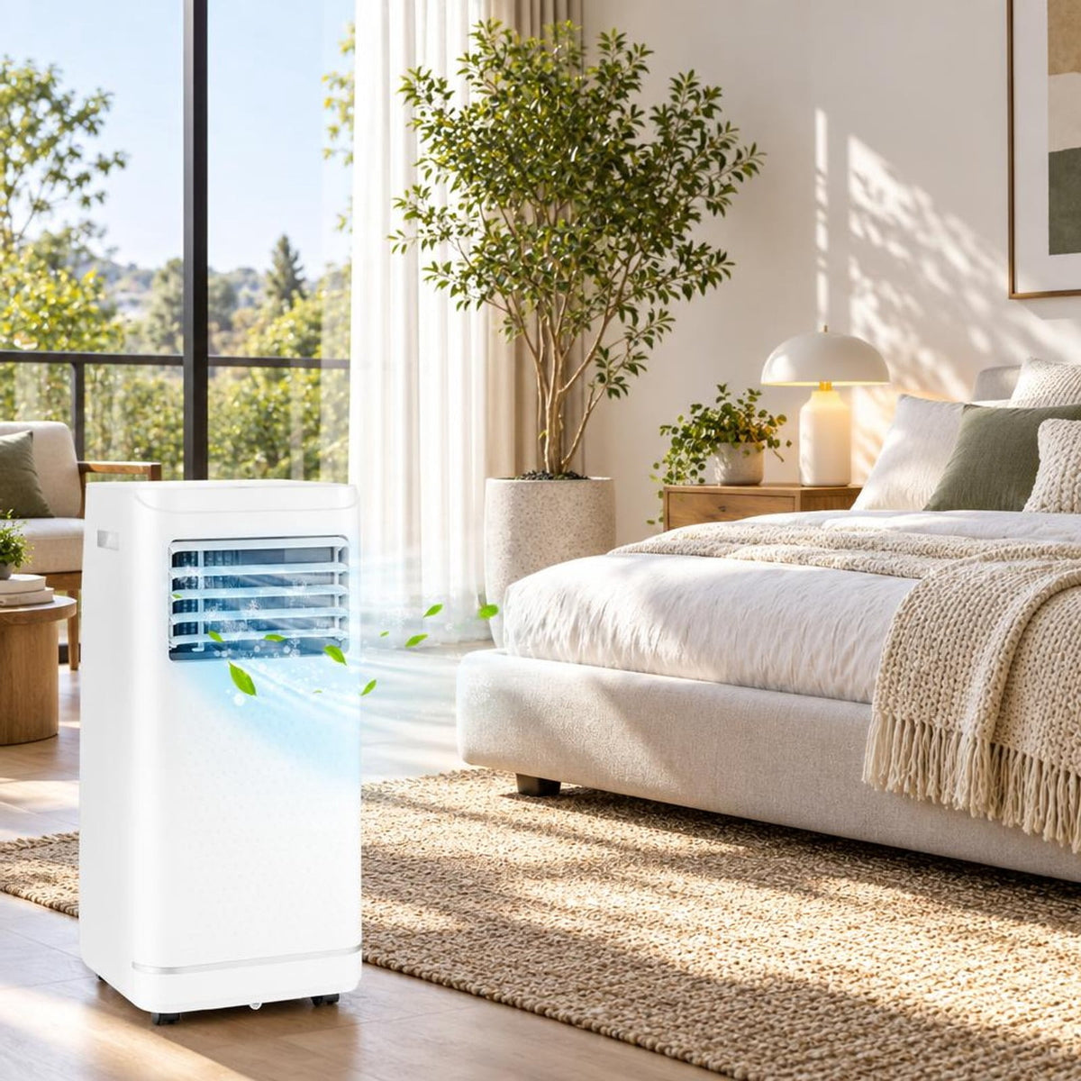 Airfind 10000 BTU Portable Air Conditioner with Dehumidifier and Fan Mode, ABS Frame, White, 24H auto on/off timer to save energy