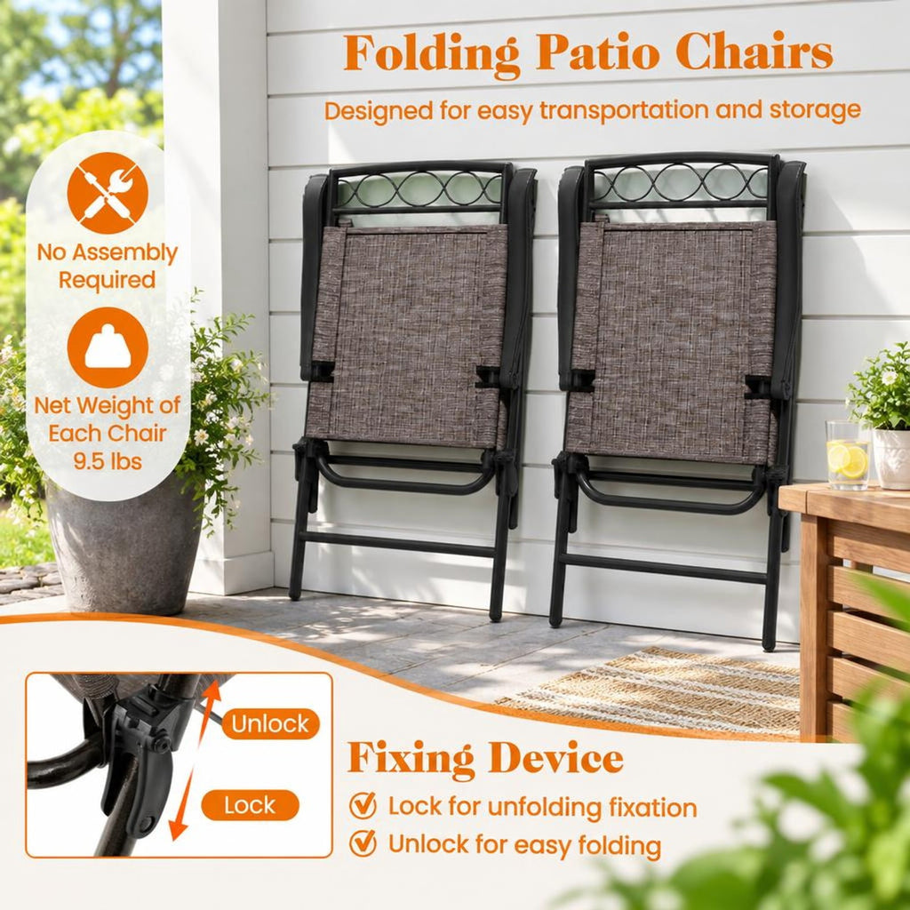 Airfind 3 Pieces Outdoor Bistro Dining Furniture Set with 1.57 Inch Umbrella Hole, 135 lbs Capacity, Fabric Metal Tempered Glass Frame