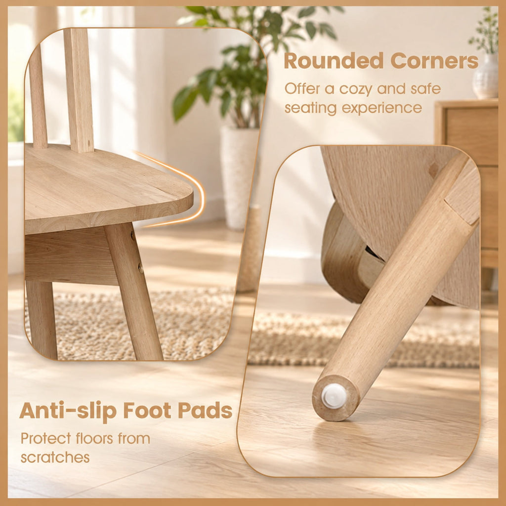 Airfind Dining Chairs, Swivel Windsor, Set of 2 with Solid Rubber Wood Frame, Chair 330 lbs Capacity, Rubber Wood Frame, 17.5 Inch x 21 Inch x 36 Inch, Natural
