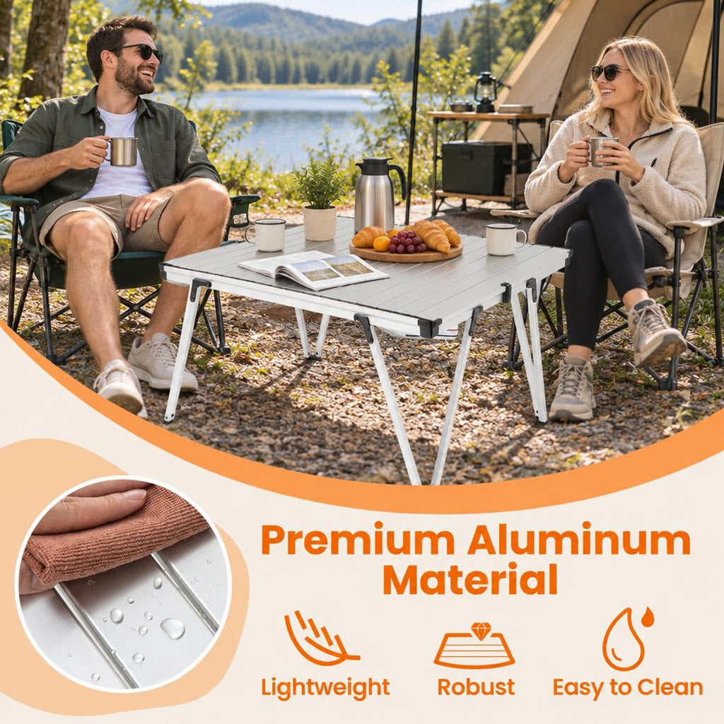 Airfind Folding Camping Table Picnic Table with Storage Bag and Waterproof Desktop, 176lbs Capacity, Aluminum PP Frame, 37 x 27 x 19 Footprint