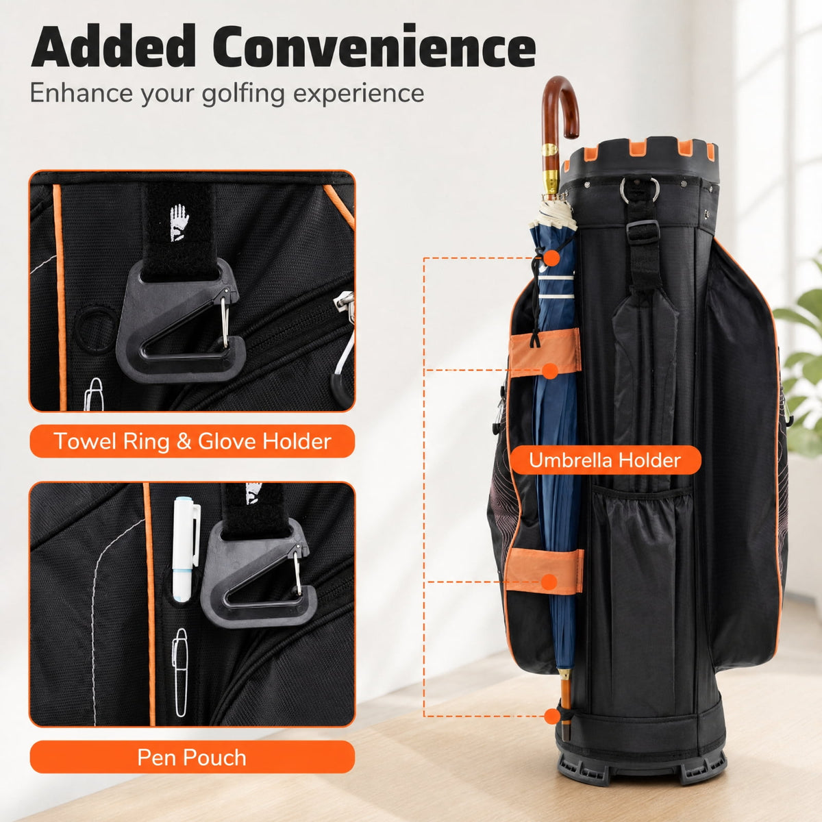 Airfind Molded Lock Top Golf Cart Bag with 14 Way Full Length Dividers and 11 Pockets, Pink Golf Club Bag with Dividers