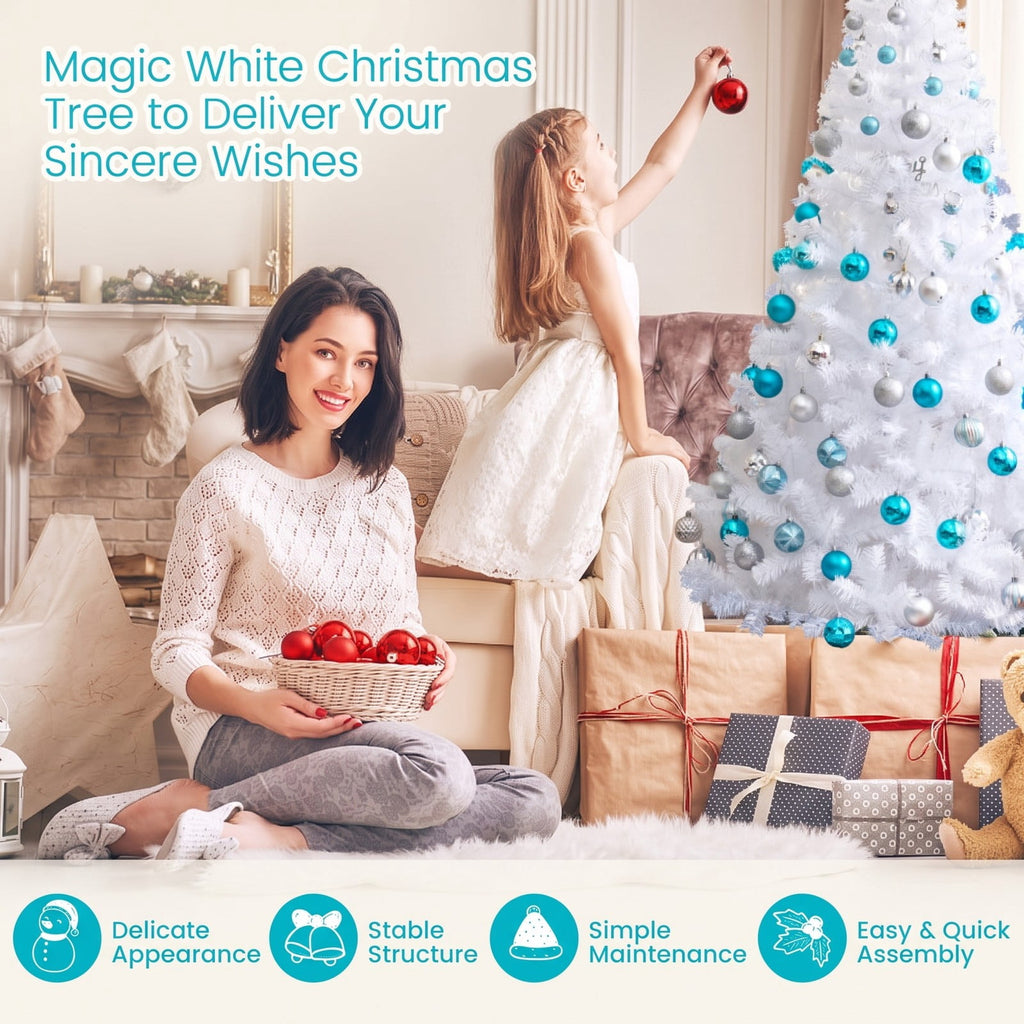 Airfind 6 Feet White Artificial PVC Christmas Tree with Stand-6 ft, PVC Frame, White, Made from brand new and high quality PVC