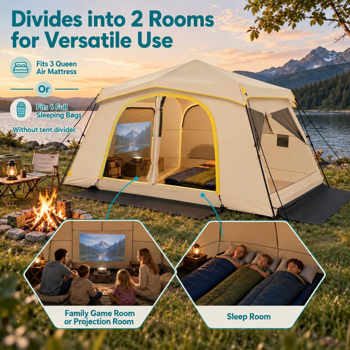 Airfind 10 Person Instant Cabin Camping Tent with Rainfly 13 ft x 9 ft Portable Large Family Tent, Coffee