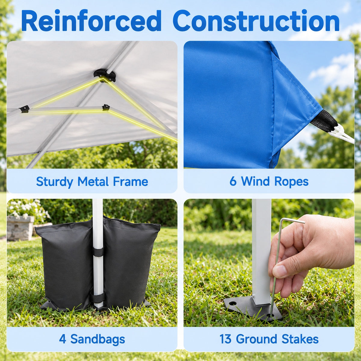 Airfind 10 x 30 FT Pop Up Canopy Tent with 8 Sidewalls and Adjustable Height, PE Metal Fabric Frame, 30 x 10 x 8.5/8.2/7.9 ft Footprint, Blue
