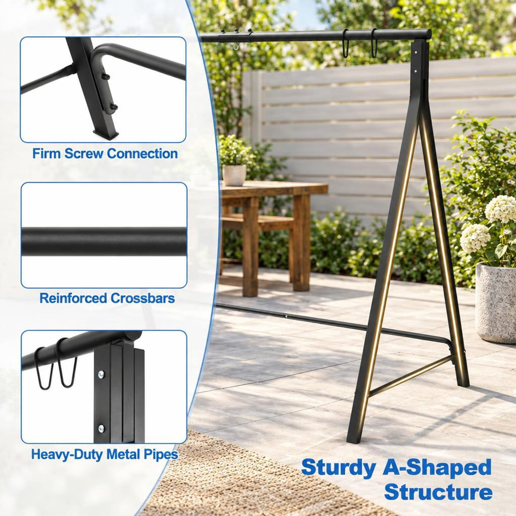 Airfind Patio Metal Swing Stand with A-Shaped Structure, 350 lbs Capacity, Metal Frame, 83 x 45 x 69 Footprint, Black