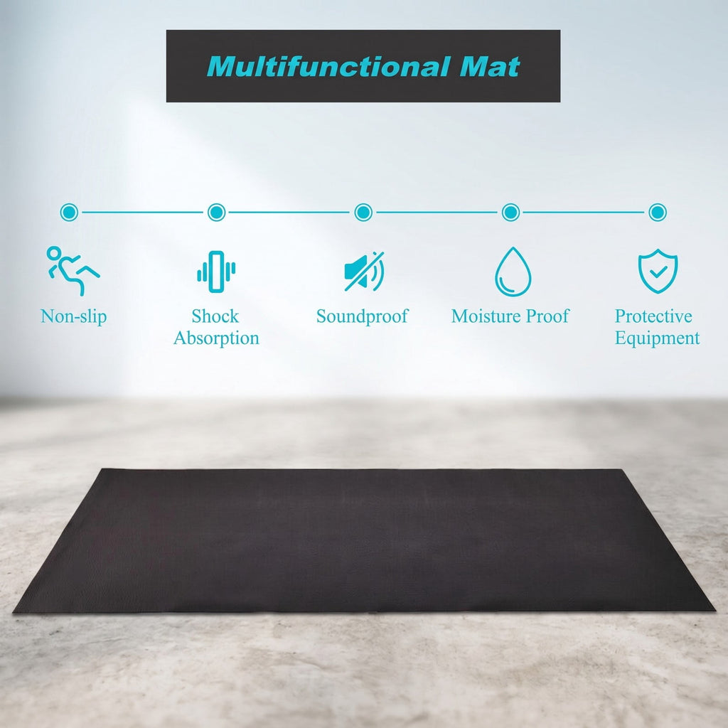 Airfind 78 Inch Long Thicken PVC Equipment Mat for Treadmill and Exercise Bike to Protect Home and Gym Wood Floors, Black