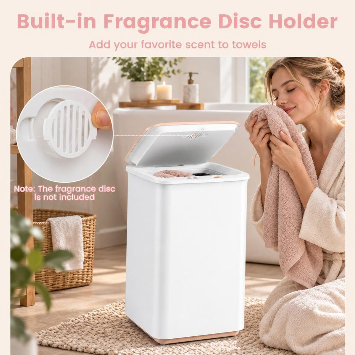 Airfind Heated Towel Warmer with 4 Heat Timer and Auto Shut Off for Oversized Towels, 11.5 Inch x 11 Inch x 18.5 Inch Capacity 20LRated Footprint, White