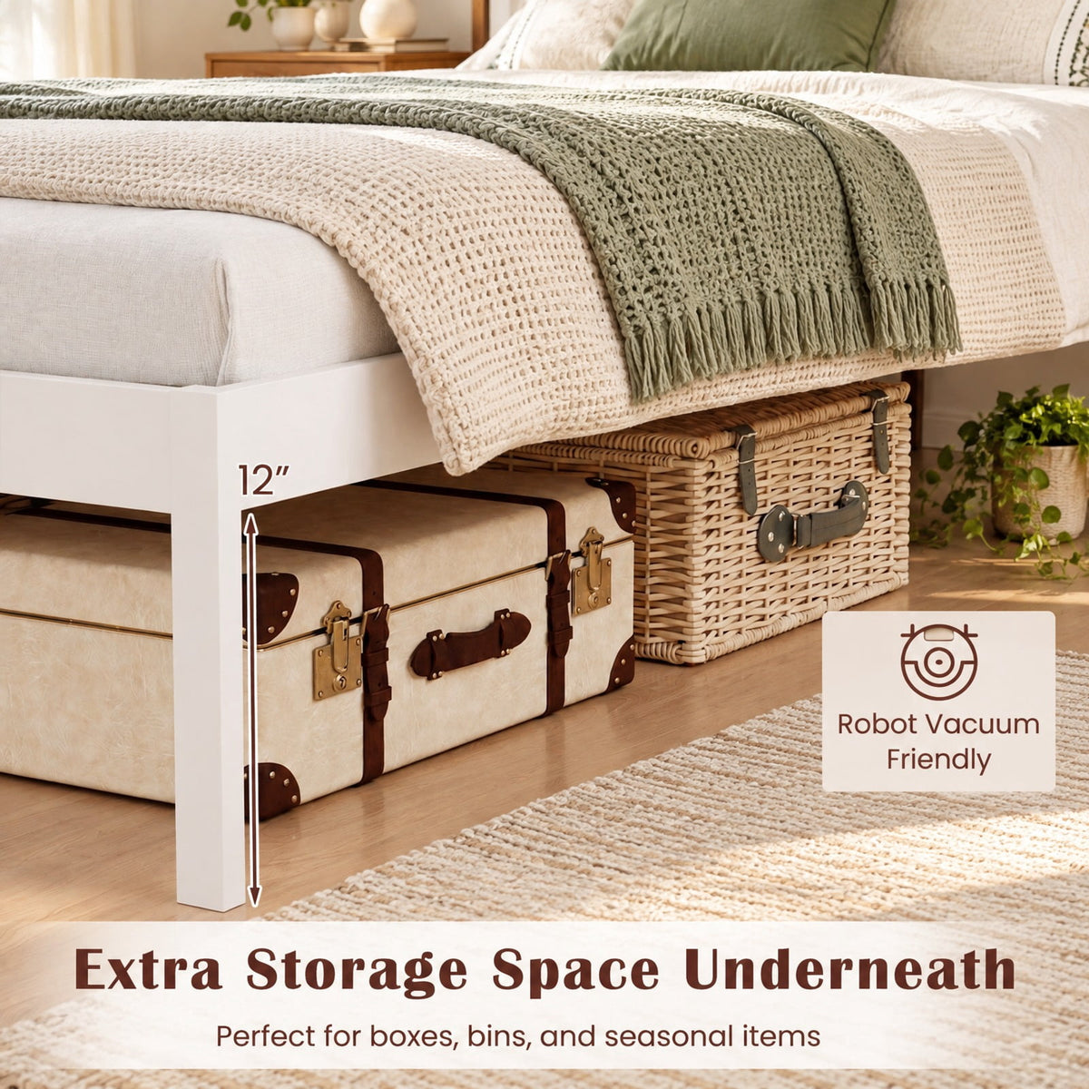 Airfind Twin Size Bed Frame Farmhouse Wooden Platform Bed with Headboard White, 600 lbs Capacity, Solid Wood Plywood Engineered Wood Frame, White