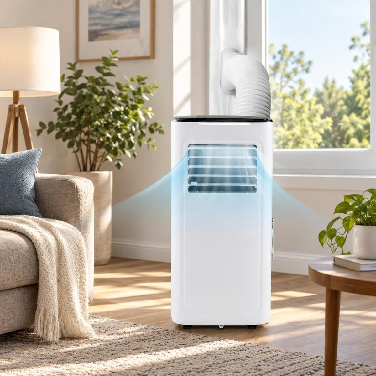 Airfind 3-in-1 9000 BTU Air Conditioner with Dehumidifier and 24H Timer, ABS Frame, White, 50dB low noise and sleep mode and no bothering