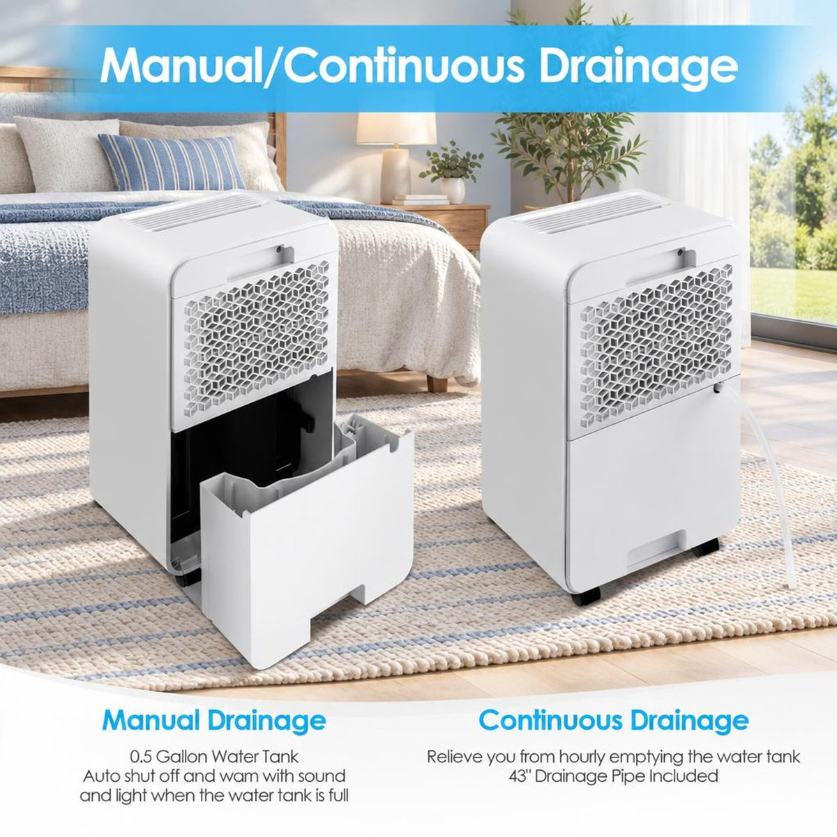 Airfind 32 Pints 2000 Sq. Ft Dehumidifier for Home and Basements featuring 3-Color Digital Display, ABS Frame, 11 Inch x 8 Inchx 20 Inch Footprint, White