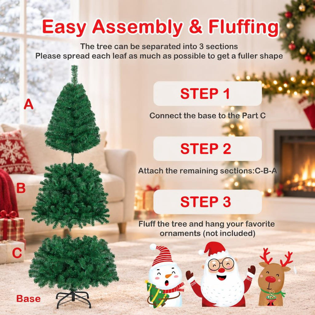 Airfind Artificial PVC Christmas Tree with Solid Metal Stand-6 ft, PVC Blade width: 2.4 Inch Frame, Green The material of stand: Metal