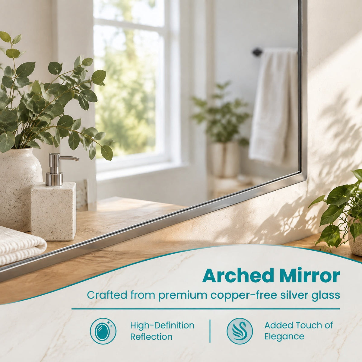 Airfind 34in x 22in Brushed Metal Wall-Mounted Storage Cabinet with Arched Mirror and Adjustable Shelves, 11 lbs Capacity, Metal Frame, Black