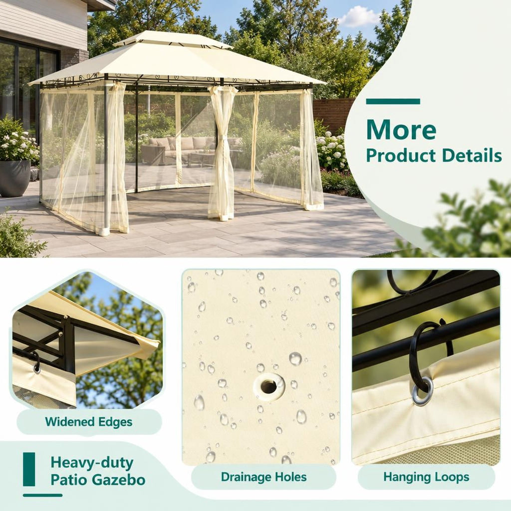 Airfind 10 Feet x 13 Feet Tent Canopy Shelter with Removable Netting Sidewall, Steel Polyester Fabric Frame, 13 x 10 x 9 ft Footprint, Beige