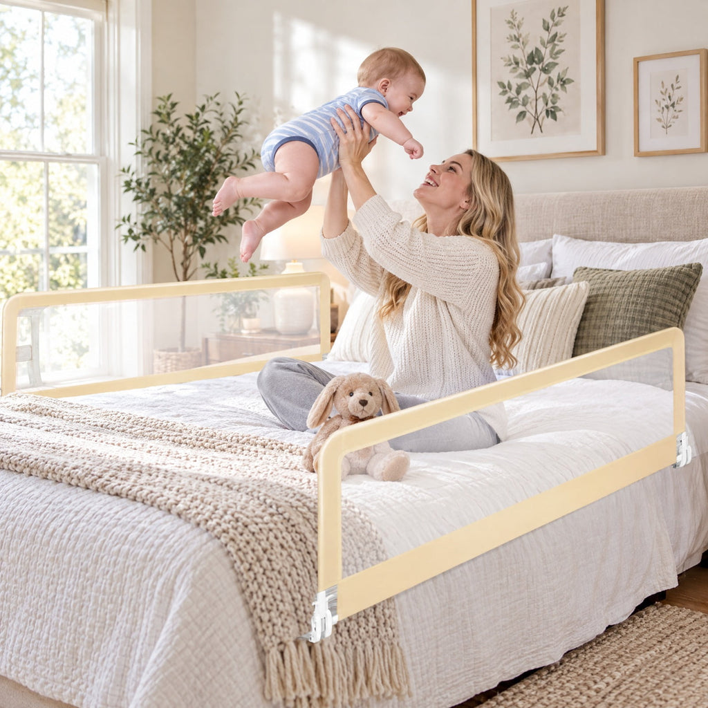 Airfind 59 Inch Folding Breathable Child Bed Rail Guard with Safety Strap, Metal Oxford Cloth Mesh with Metal Oxford Cloth Mesh Fabric, Unspecified