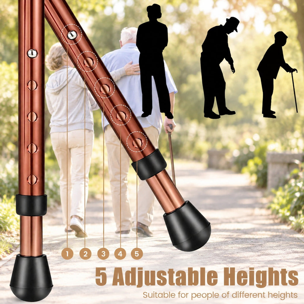 Airfind Lightweight Adjustable Folding Cane Seat with Light, 220 lbs Capacity, 10 x 8.5 Footprint, Brown