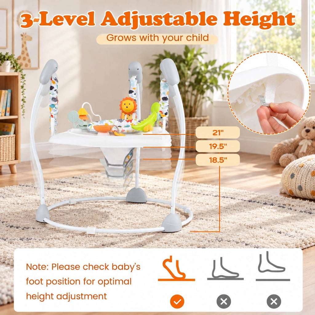 Airfind Child Jump and Play Activity Center with Rotatable Seat and Interactive Toys, 26.5 Lbs Capacity, Pp, for 7-15 Months Old, White