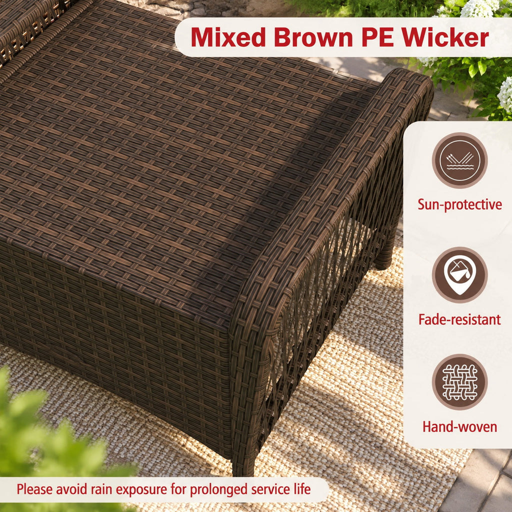 Airfind Set of 2 Outdoor Patio PE Wicker Ottomans with Removable Cushions, Ottoman 400 lbs Capacity, PE Rattan Metal Polyester Sponge Frame, Beige