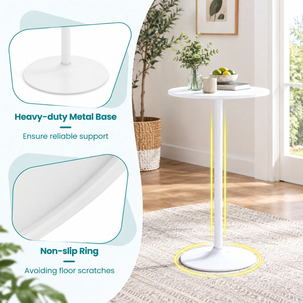 Airfind Round Bistro Table 40 Inch Bar Height Tall Coffee Cocktail Table, 120 Lbs Capacity, MDF Metal for Convenient Everyday Use, White