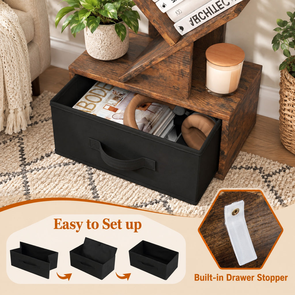 Airfind 10-tier Tree Bookshelf with Drawer Free, 26.5 lbs Capacity, 13 x 7 x 5.5 (L x W x H)Overall Footprint, Rustic Brown Black