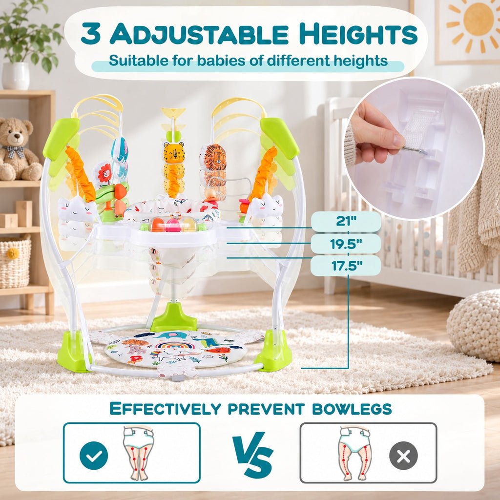 Airfind Baby Activity Center Height Adjustable Baby Bouncing Saucer with Interactive Toys, 26 lbs Capacity, Metal Frame, for 6+ months, Yellow