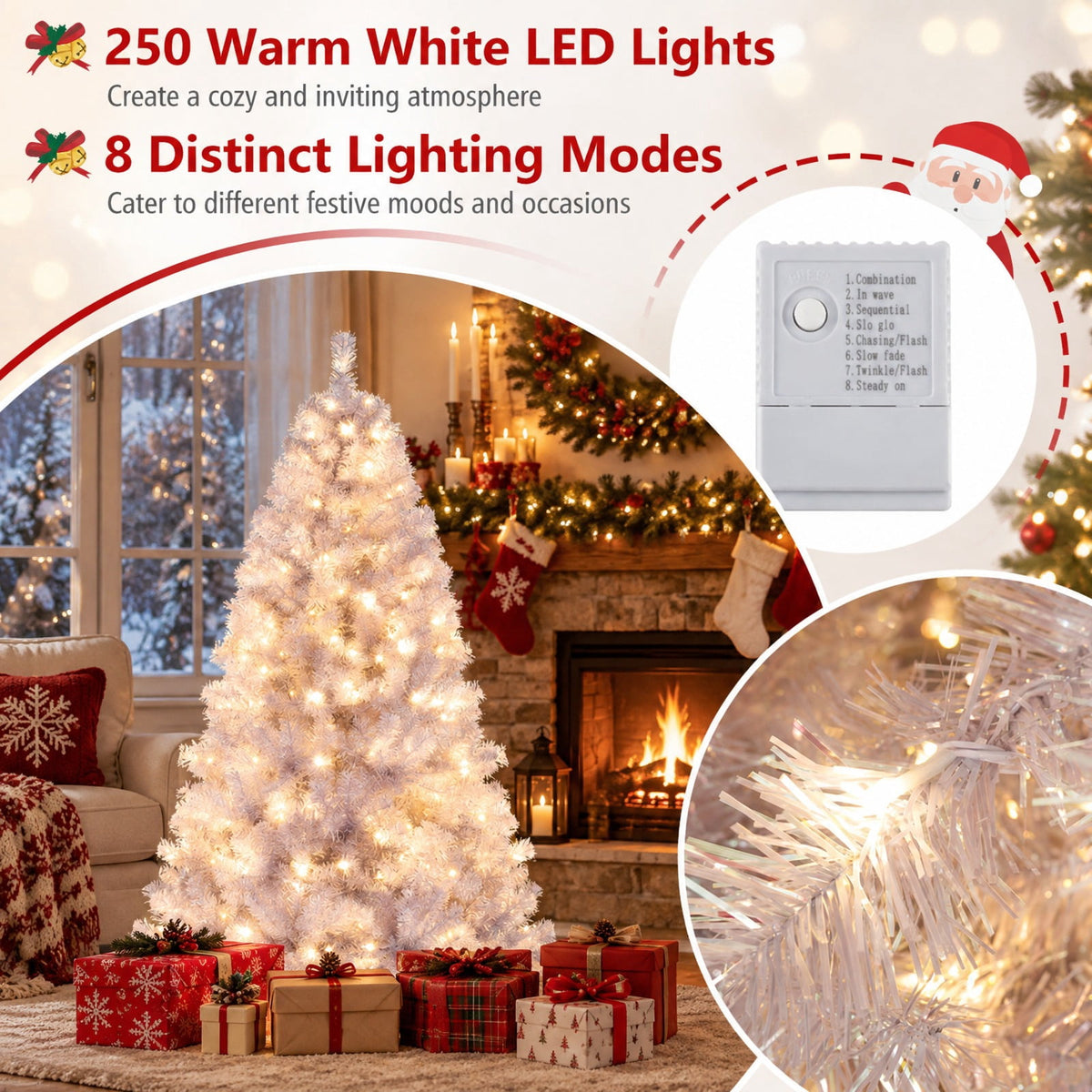 Airfind 6/7.5 FT Pre-Lit Tinsel Christmas Tree Artificial Xmas Tree, PVC PET Metal S/M Frame, 3.3 x 6 ft Footprint, Deep Purple