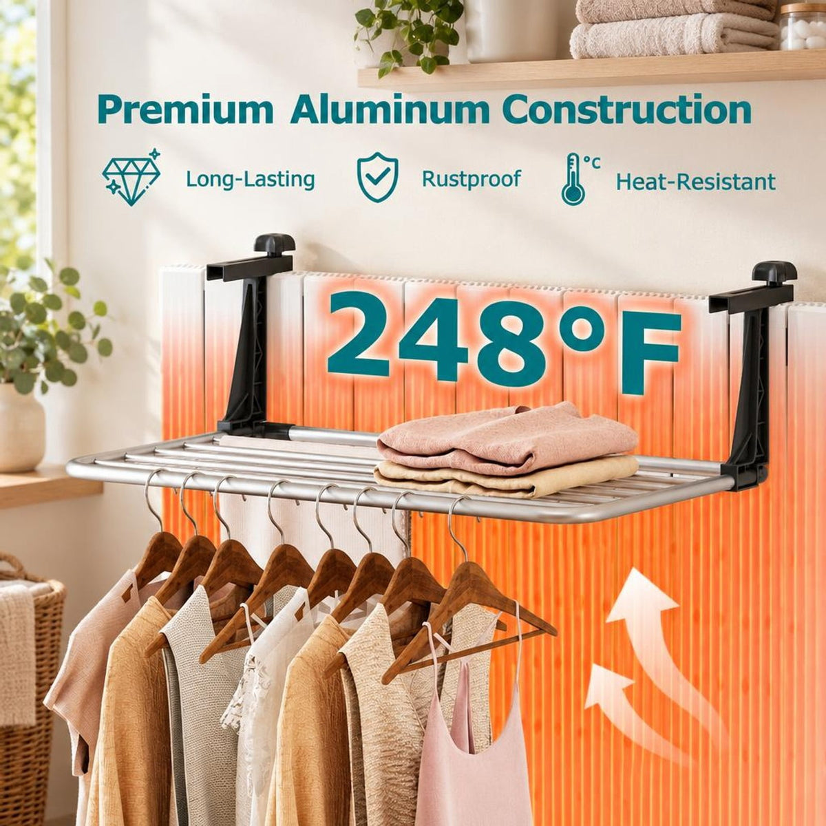 Airfind Portable Aluminum Clothes and Towel Drying Rack, Aluminum Plastic Frame, 25.5 × 17 × 9 Footprint, Silver + Black