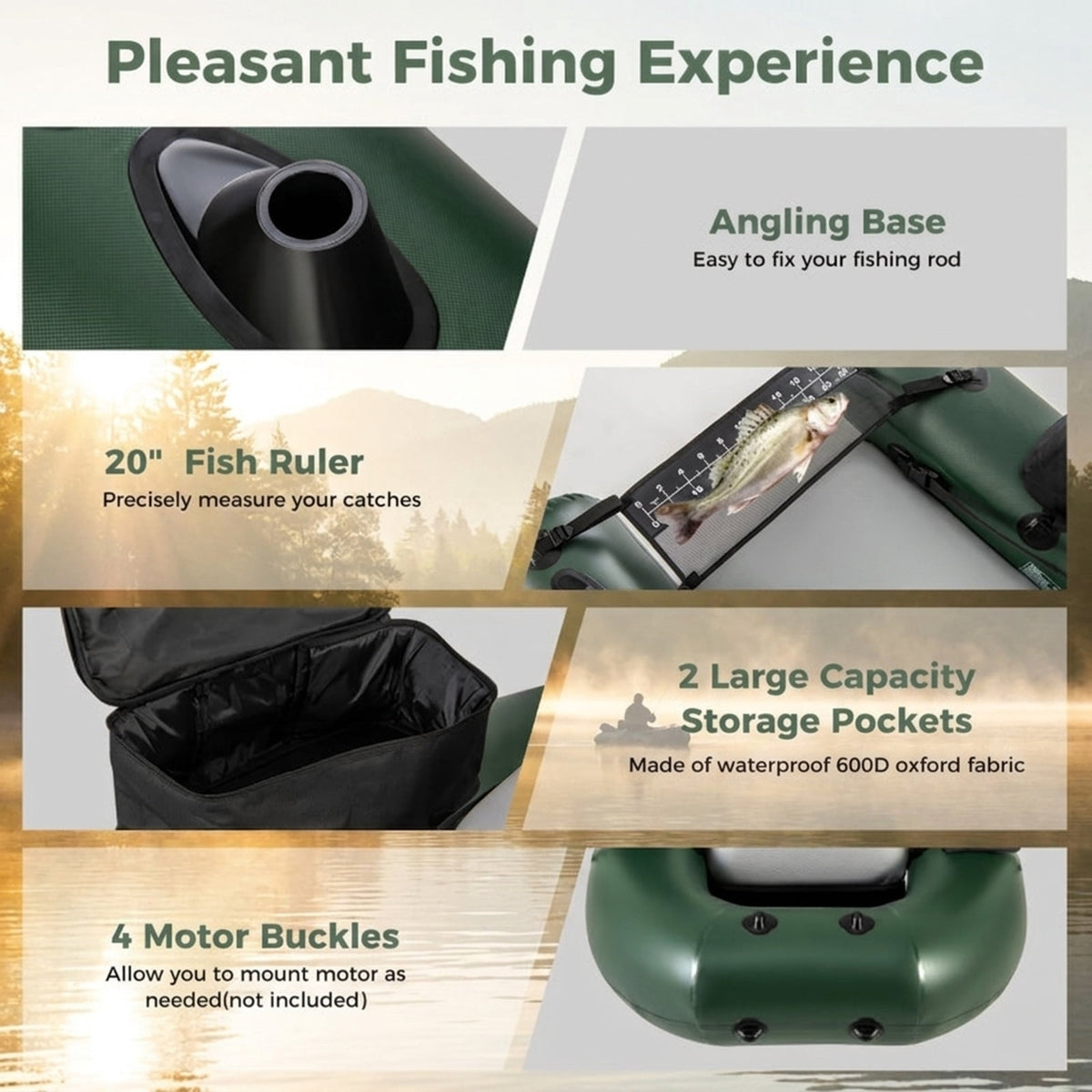 Airfind Inflatable Float Tube for Fly Fishing with Storage Pockets, Camouflage
