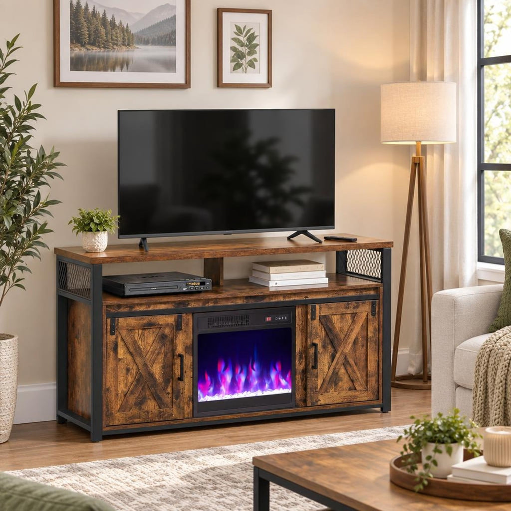 Airfind 18 Inch Electric Fireplace Insert Fireplace Heater with Overheat Protection, Metal Tempered Glass Frame, Black