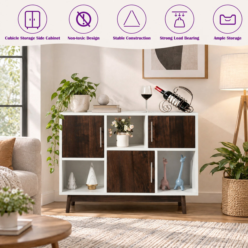 Airfind Wood Display Sideboard Storage Cabinet with Storage Compartments, 33 lbs Capacity, Solid particle board pinewood leg Frame, Wood