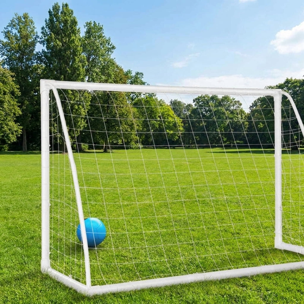 Airfind 6x4 Feet Outdoor Backyard Soccer Goal with Heavy-Duty UPVC Frame and Ground Pegs and Carry Bag and All-Weather Net for Kids Youth Practice Training, White