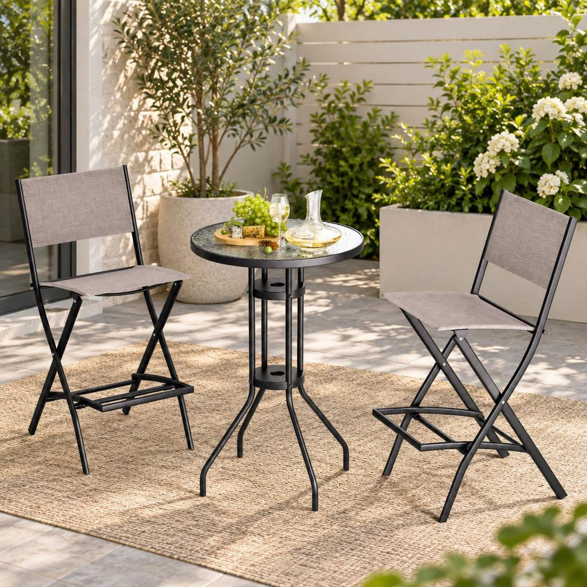 Airfind Outdoor Folding Bar Height Stool Set of 4 with Metal Frame and Footrest, 330 lbsNet Weight 11 lbsBox Qty1(May vary by batch) Capacity