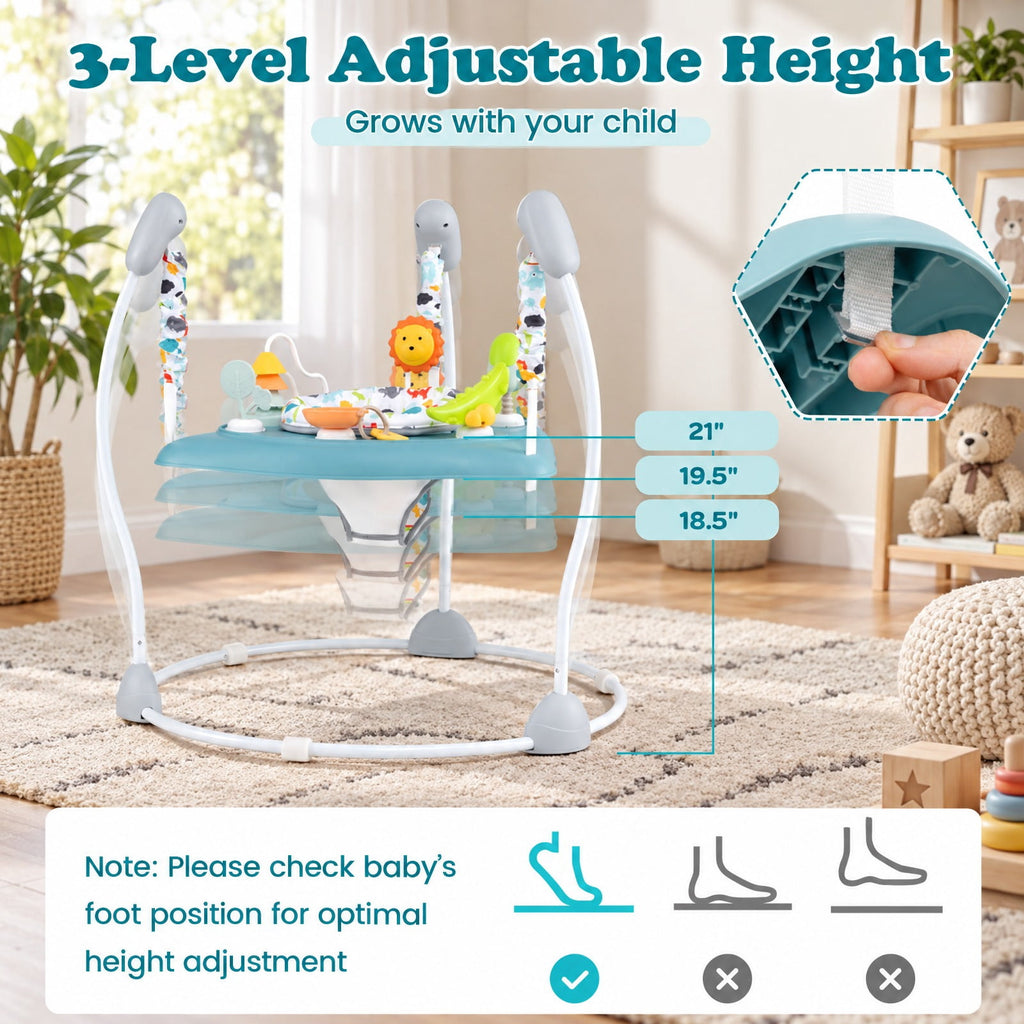 Airfind Child Jump and Play Activity Center with Rotatable Seat and Interactive Toys, 26.5 Lbs Capacity, Pp, for 7-15 Months Old, Blue