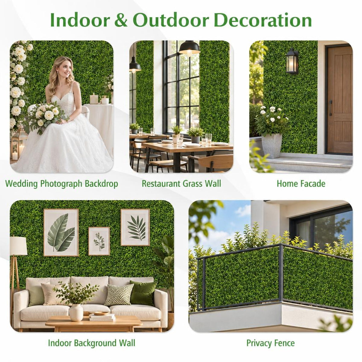 Airfind 12-Pieces 20 Inch x 20 Inch Artificial Hedge Boxwood Panels, PE Each Frame, Green, Panel Size 20 x 20