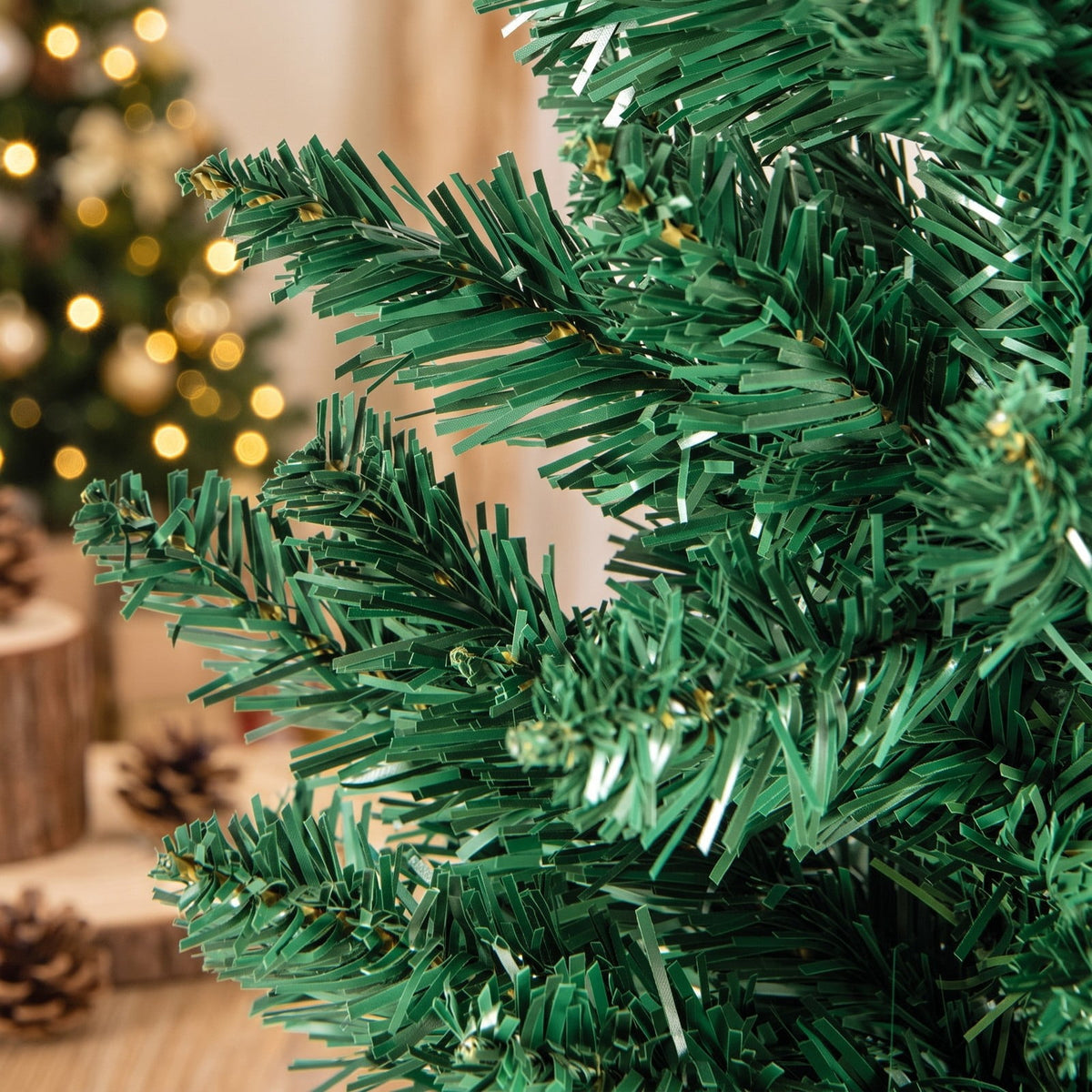 Airfind Set of 3 Potted Artificial Christmas Tree with Silver Metal Buckets, PVC Metal Tree Height 3/4/5 ft Tree Width 1 ft Frame, Silver