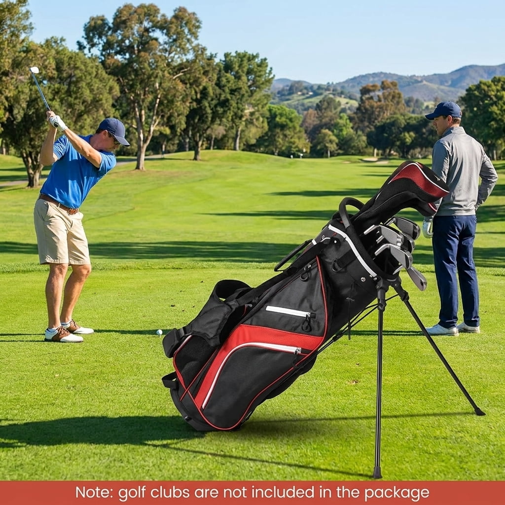 Airfind 14-Way Stand Bag with Cushioned Hip Strap and Rain Hood for Walking Rounds, Red